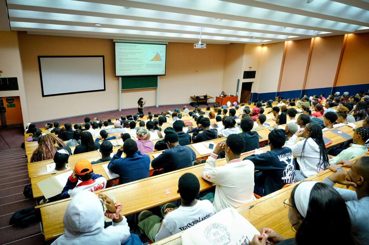 Delivering a workshop to over 200 UJ Students  in February 2026
